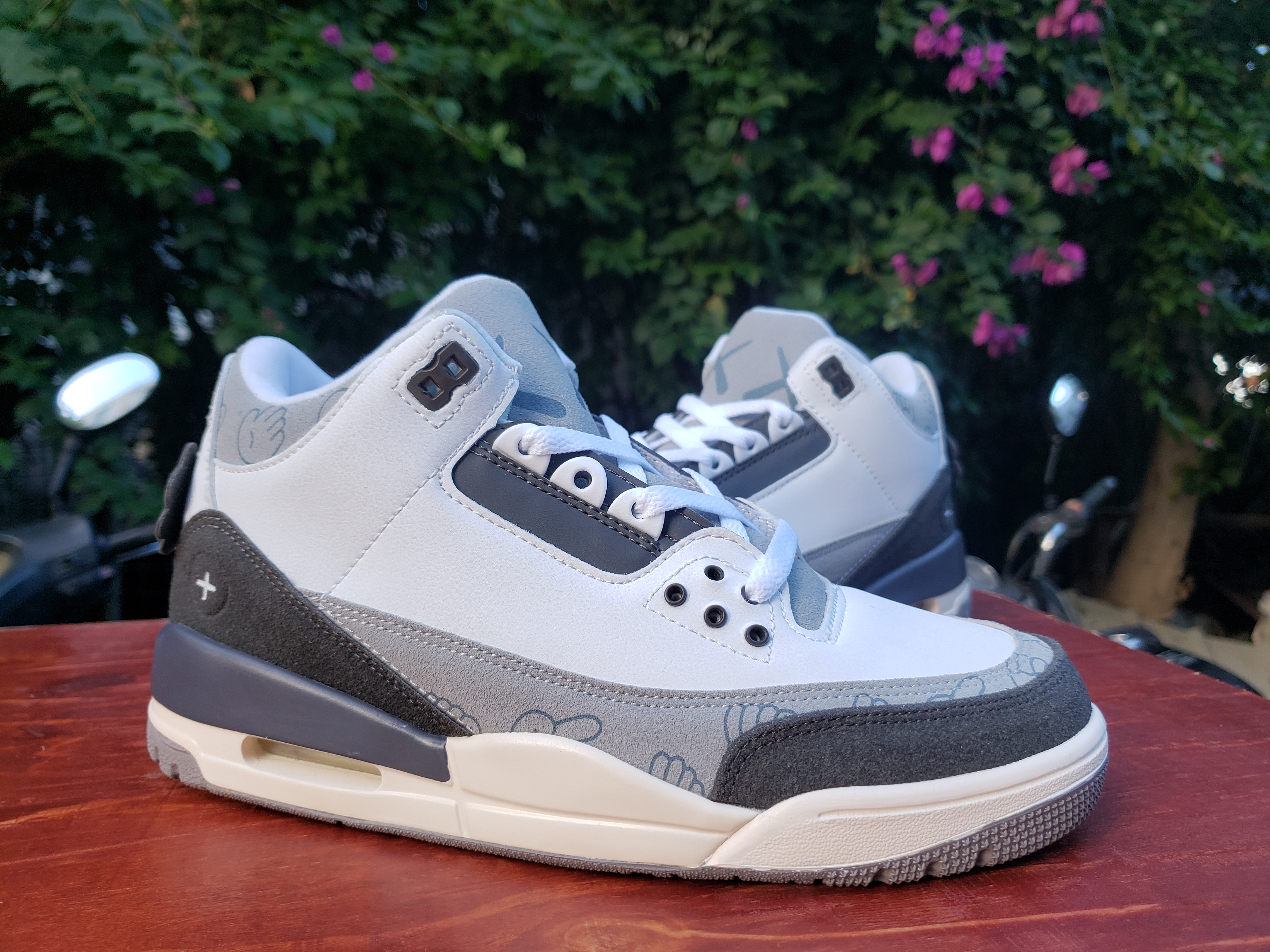 2020 Air Jordan 3 Retro White Grey Black Shoes